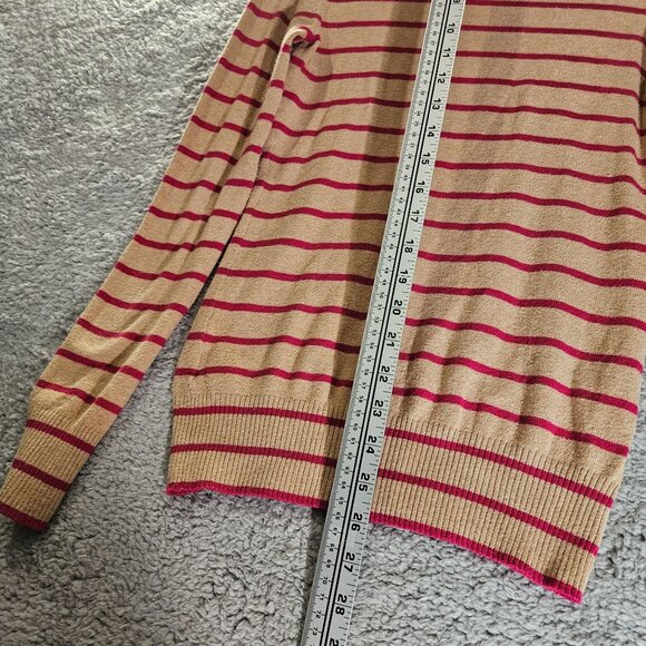 Gap Women's V-Neck Striped Beige & Pink Long Sleeve Sweater XS Soft and Comfy - Picture 11 of 16